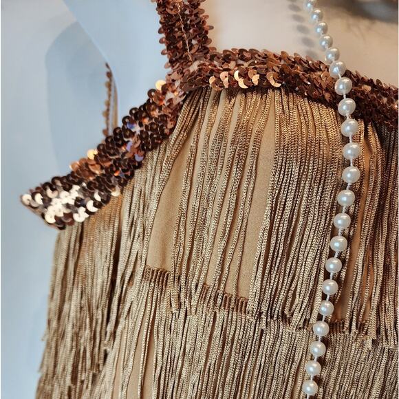 Elegant Brown Fringe Midi Dress - Picture 8 of 10